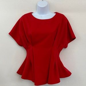 Gracia Red peplum Blouse Size M, super flattering